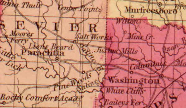 Arkansas, Mississippi and Louisiana State 1862 Historic Map Johnson & Ward detail