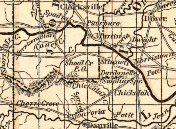 Arkansas State 1844 Historic Map by Morse - Breese, detail