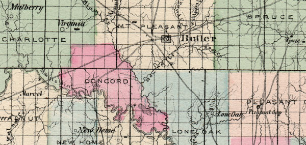 Barton, Bates, Cedar, St. Clair and Vernon Counties, Missouri Campbell's 1872 Historic Map detail