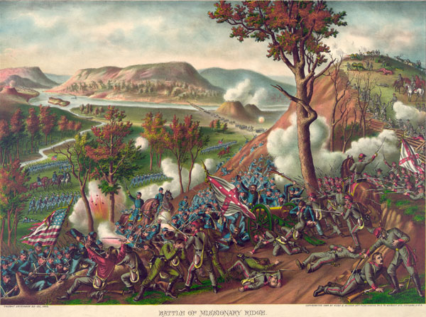 Battle of Missionary Ridge, Tennessee, 1863, Civil War Print by Kurz and Allison