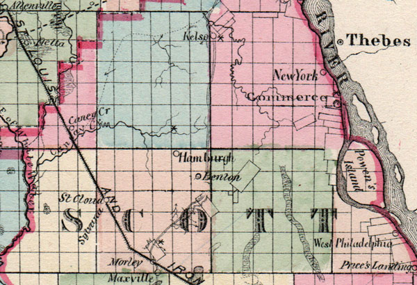 Bollinger, Cape Girardeau, Mississippi, New Madrid, Scott and Stoddard Counties, Missouri Campbell's 1872 Historic Map detail
