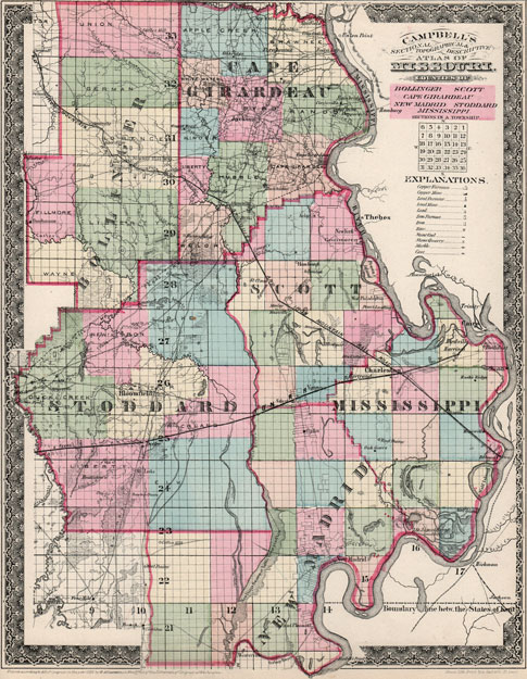 Bollinger, Cape Girardeau, Mississippi, New Madrid, Scott and Stoddard Counties, Missouri Campbell's 1872 Historic Map Reprint