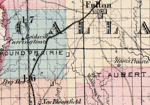 Callaway, Cole, Montgomery and Osage Counties, Missouri Campbell's 1872 Historic Map Reprint detail
