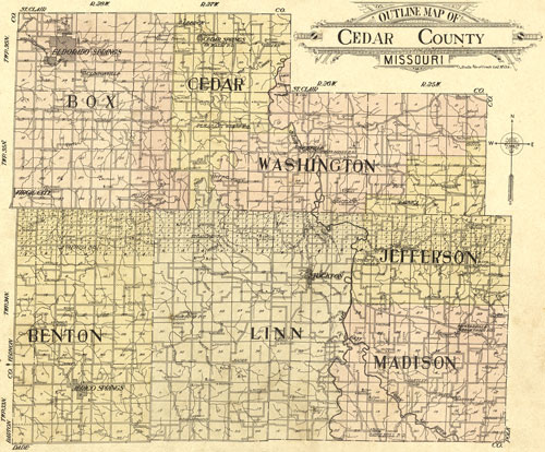 Cedar County, Missouri 1908 Historical Map Reprint