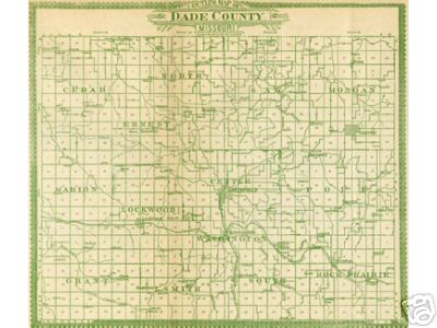 Early map of Dade County, Missouri including Greenfield, Lockwood, Everton, Dadeville, Arcola