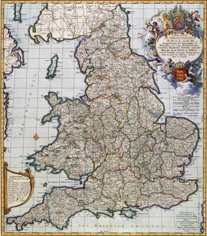 England 1685 Historic Map by Visscher