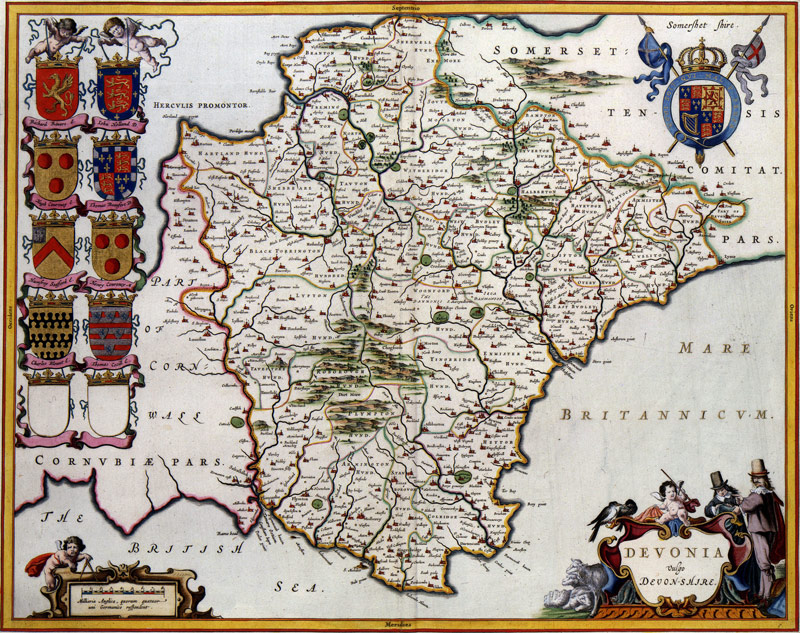 Devonshire County, England 1646 Jannonius Historic Map