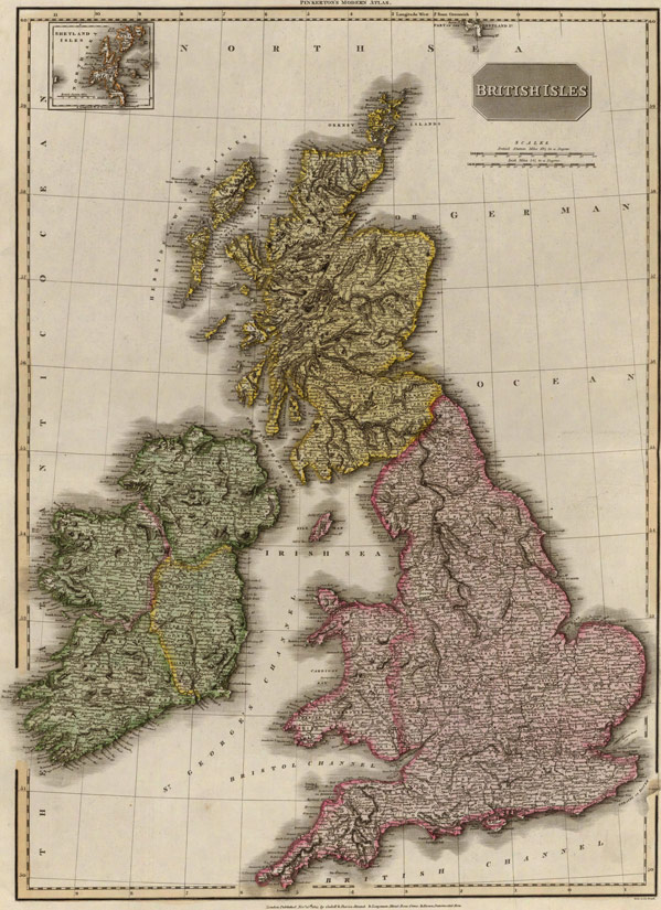 England, Wales and Scotland 1812 Historic Map from Pinkerton's Modern Atlas