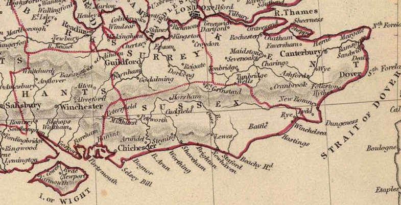 Detail by England, Scotland and Ireland 1842 Historic Map by Chapman and Hall