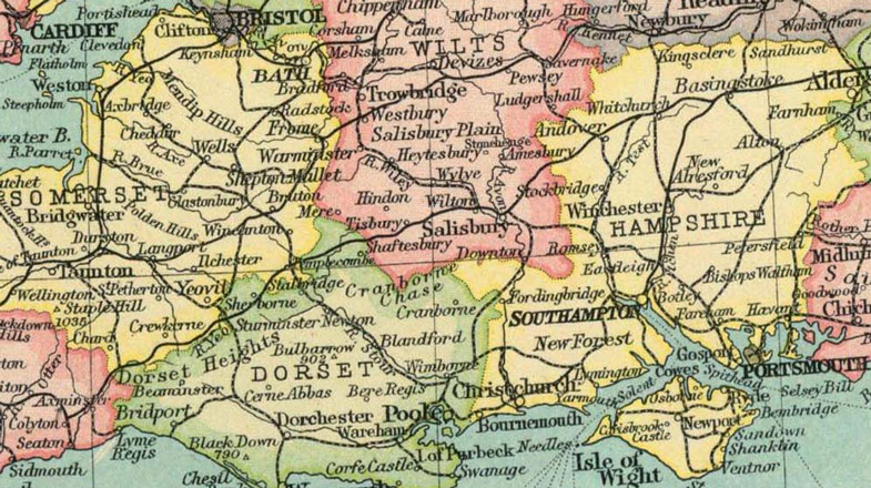 Detail by England, Scotland and Ireland 1922 Historic Map by John Bartholomew & Co.