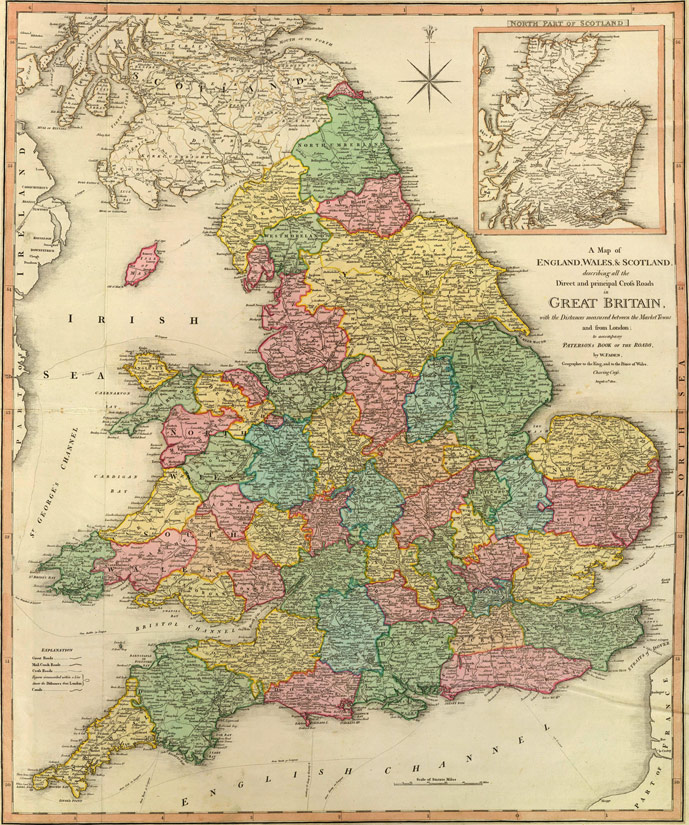 England, Wales and Scotland 1801 Historic Map by Faden