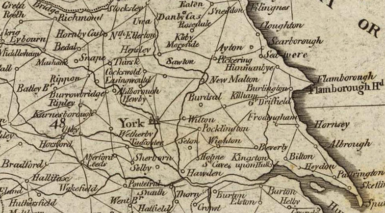 Detail of England and Wales 1796 Historic Map by Carey