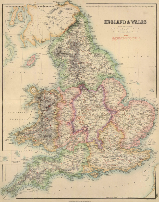 England and Wales 1872 Historic Map by Swanston - Fullarton