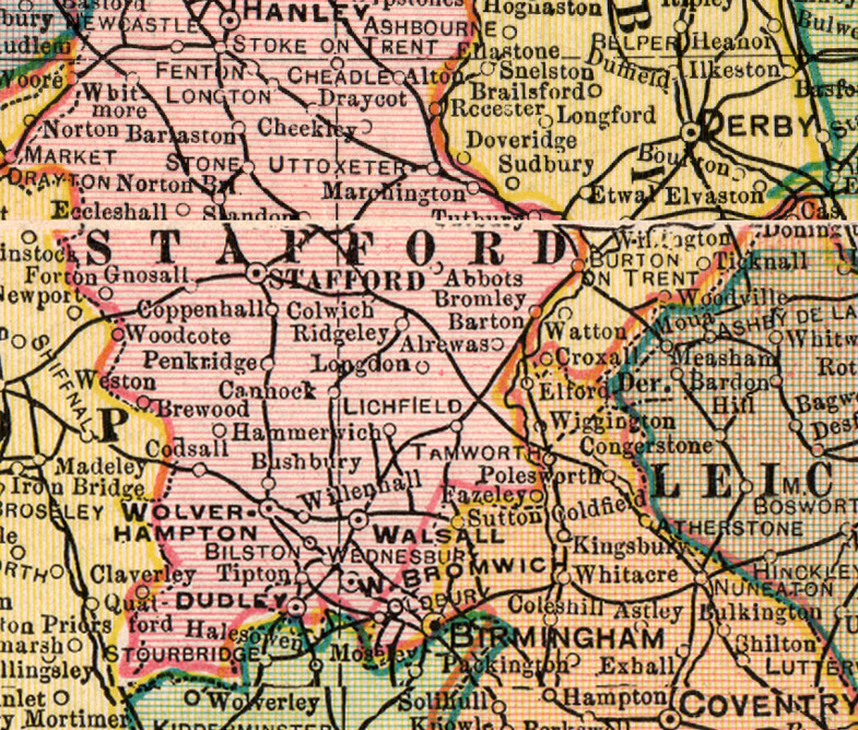 Detail of England and Wales 1903 Historic Map by Cram