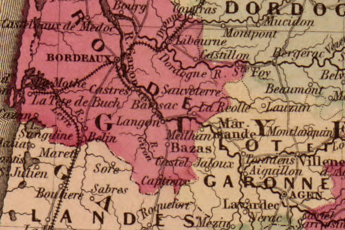 France 1862 Johnson and Ward Historic Map detail