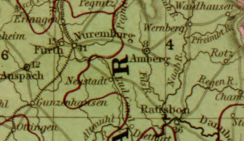 Germany 1849 Mitchell Historic Map detail