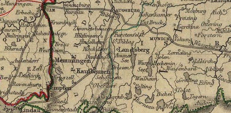 Detail of Germany 1851 Historic Map by Rapkin - Tallis
