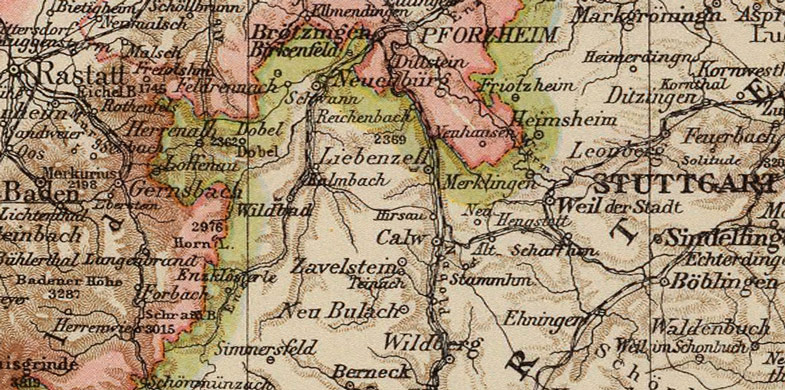 Detail of Germany Baden 1895 Historic Map by Andree