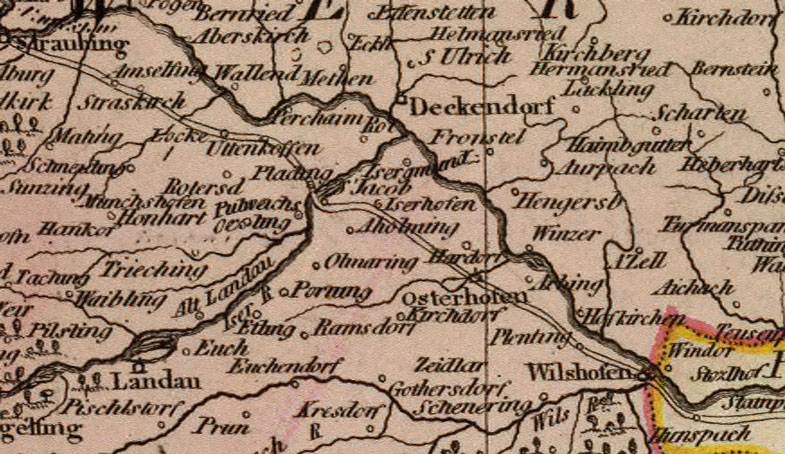 Detail of Bavaria Germany 1831 Historic Map by D. Lizars