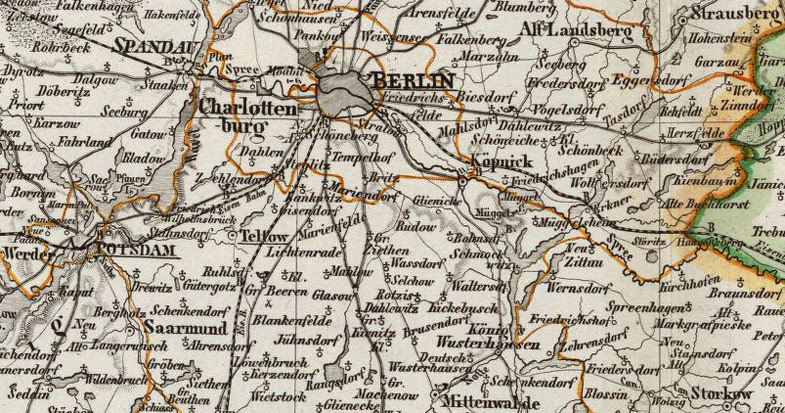 Detail of Germany Brandenburg 1856 Weiland Historic Map