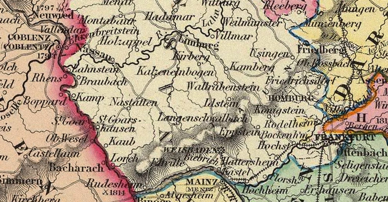 Detail of Germany - Central 1856 Historic Map by Colton