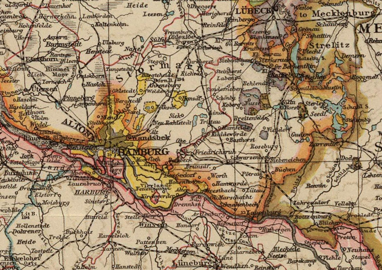 Detail of Germany Hanover, Schleswig-Holstein, Lesser North German States 1895 Historic Map by Andree