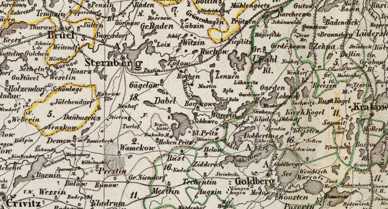 Detail of Germany Mecklenburg 1856 Weiland Historic Map