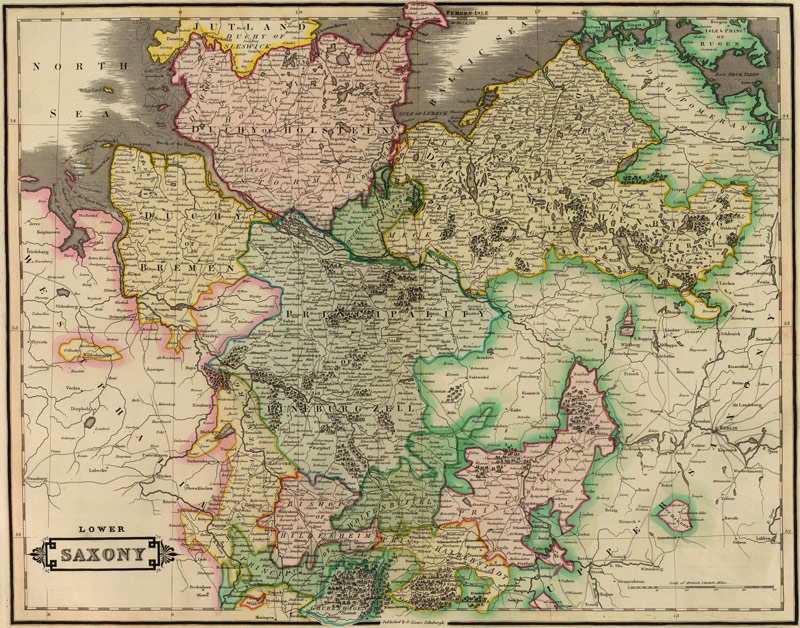 Saxony Germany 1831 Historic Map by D. Lizars
