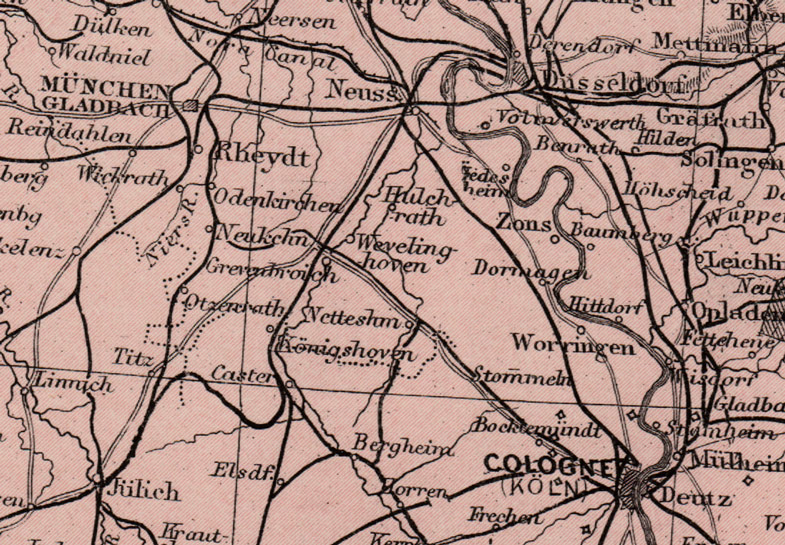 Detail of West Central Germany 1905 Historic Map by Bacon's Geographical Establishment