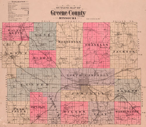 Greene County Missouri 1904 Historical Map Reprint Townships