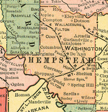 Early map of Hempstead County,