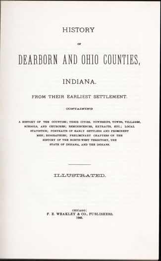 History of Dearborn and Ohio Counties, Indiana, 1885, book, F. E. Weakley & Co.