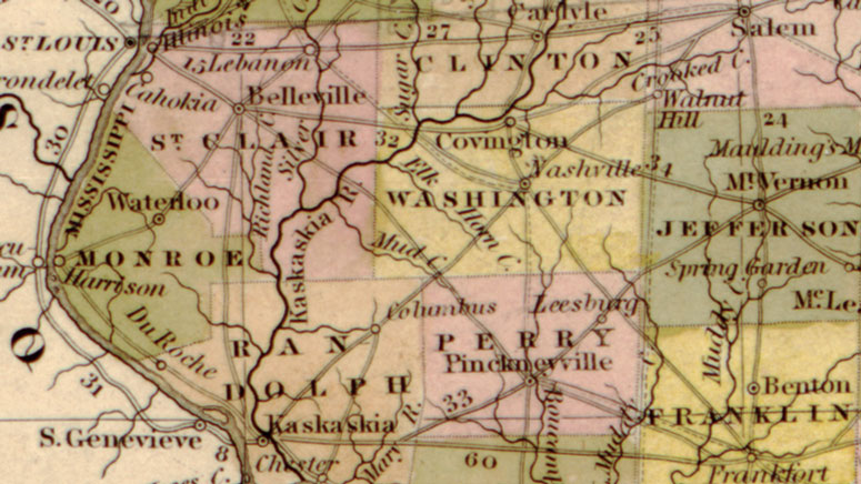 Illinois State 1841 Tanner Historic Map detail