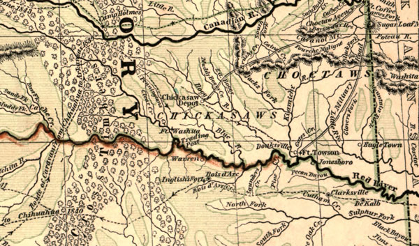 Indian Territory, Northern Texas, and New Mexico 1844 Morse and Breese Historic Map Reprint, detail