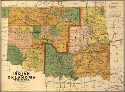 Indian and Oklahoma Territories 1892 Map Reprint