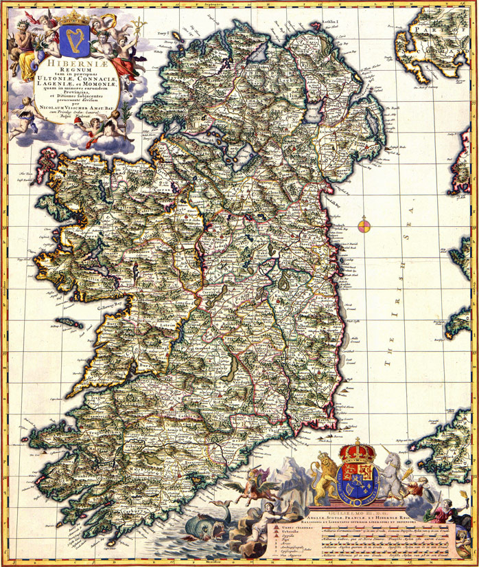 Ireland 1689 Historic Map by Nicolaum Visscher
