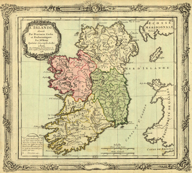 Ireland 1766 Historic Map by Desnos