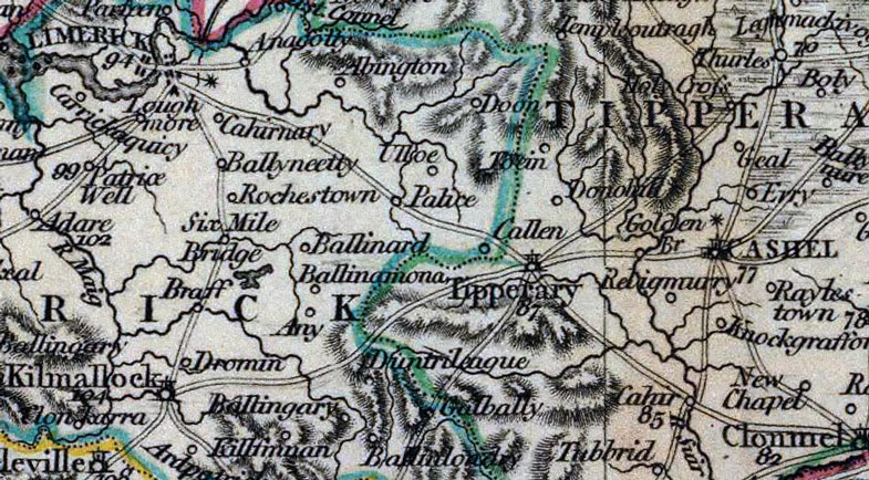 Detail of Ireland 1799 Historic Map by John Cary
