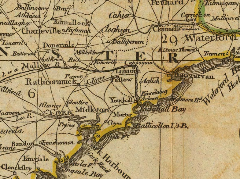 Detail of Ireland 1814 Historic Map by Mathew Carey