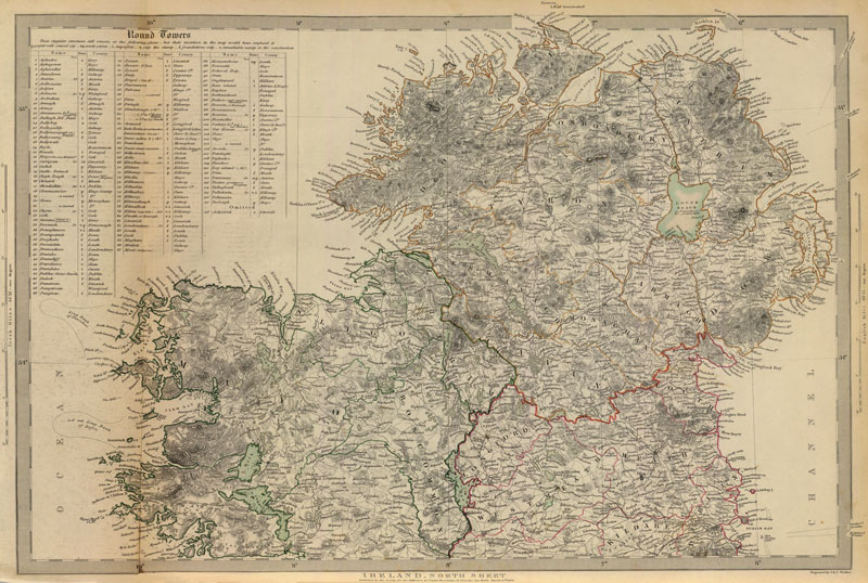 Ireland North Half 1838 Historic Map by Chapman & Hall
