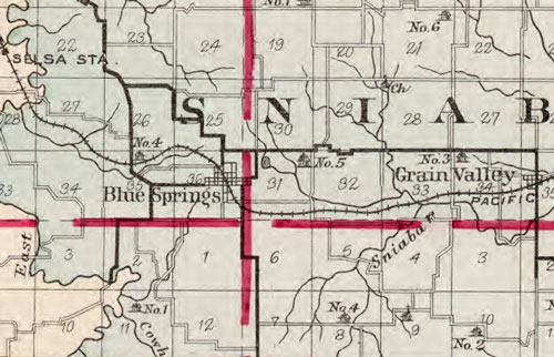 Jackson County, Missouri 1904 Historical Map Reprint, Townships, detail