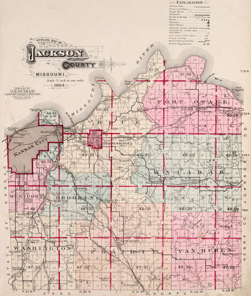 Jackson County, Missouri 1904 Historical Map Reprint, Townships