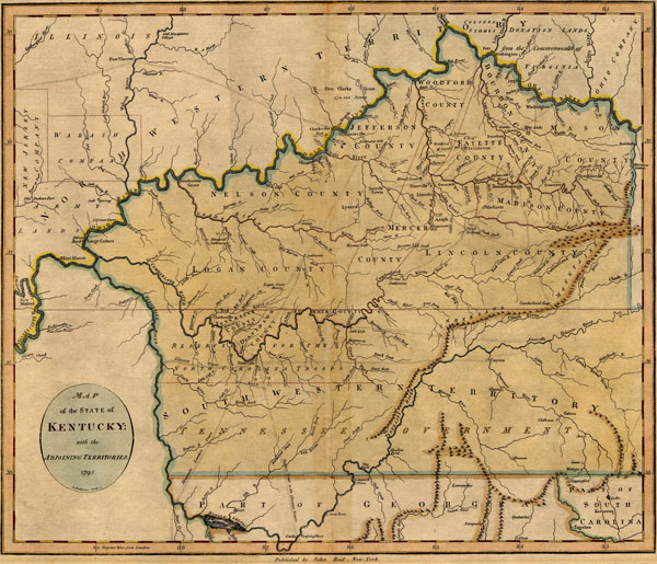 Kentucky 1795 Reid - Anderson Historic Map Reprint, Tennessee