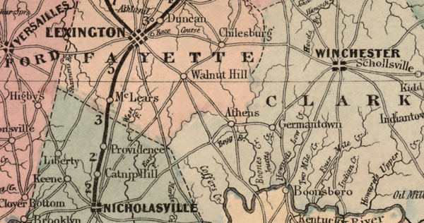 Kentucky State 1862 Historic Map by J. T. Lloyd, detail