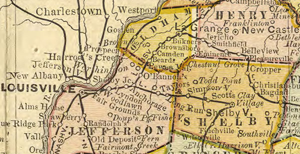 Kentucky and Tennessee State 1881 Historic Map, Killebrew, Rand McNally, detail