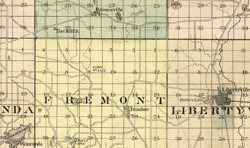 Detail of Lake County, Illinois 1885 Historic Map by H. R. Page & Co.