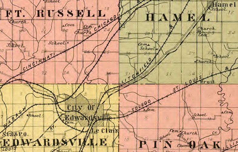 Detail of Madison County, Illinois 1906 Historic Map by Geo. A. Ogle & Co.