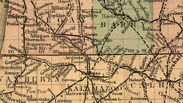 Michigan State 1876 Colton Gray Historic Map detail