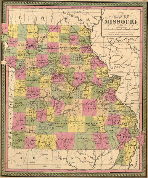Missouri State 1849 Historic Map by S. Augustus Mitchell