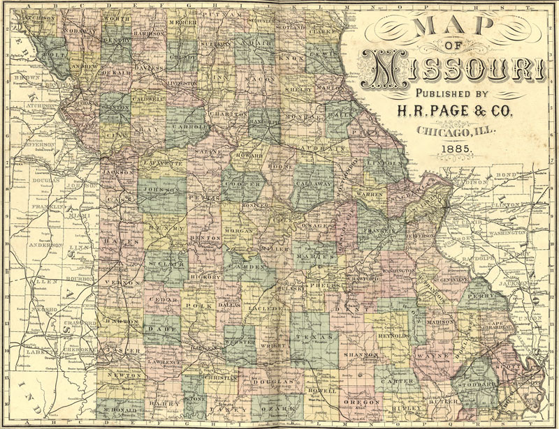 Missouri State 1885 Historic Map by H. R. Page